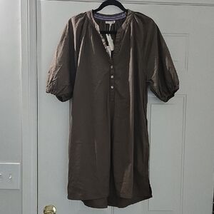 Sundry Anthropologie Brown Puff Sleeve Midi Dress Size Medium‎